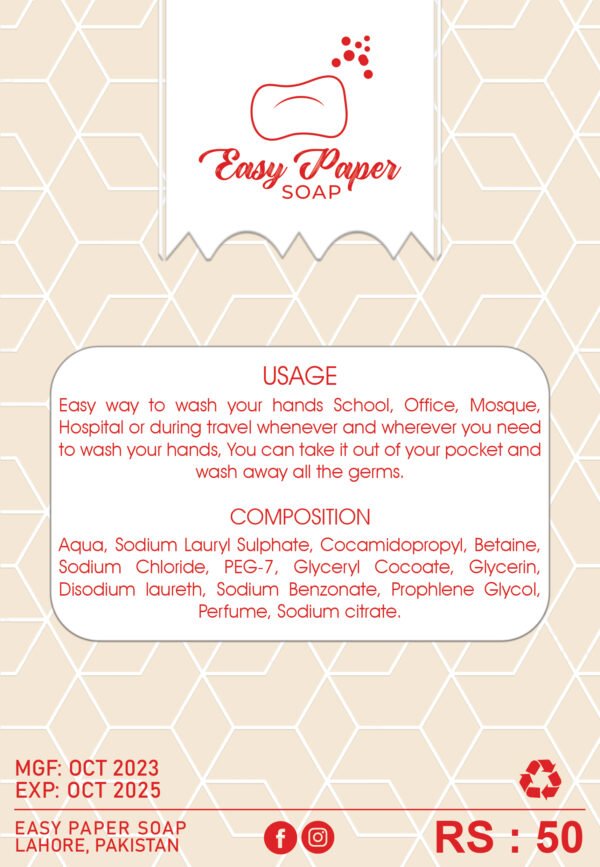 Fragrance Free Paper Soap